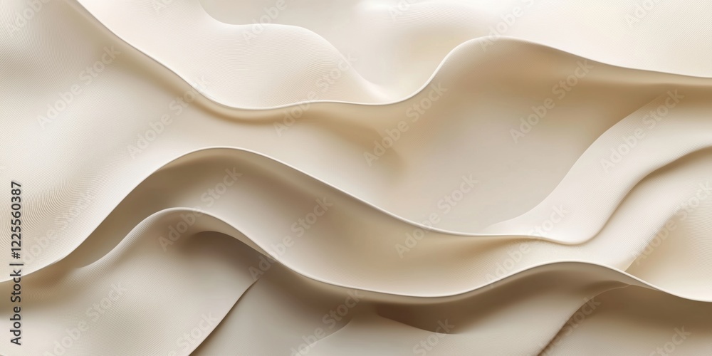 Poster textured waves of soft cream fabric creating elegant flowing patterns and smooth contours