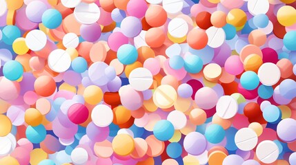 Vibrant Medication Pills Bottles Illustration for Healthcare Concept