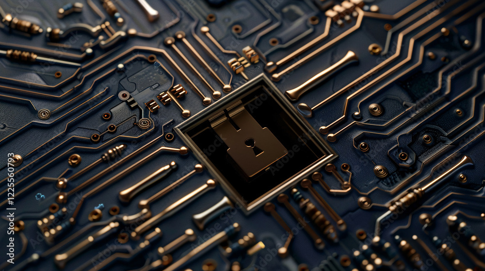Poster Detailed circuit board with central processor unit
