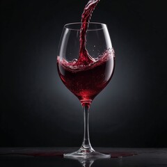 Naklejka premium Pouring red wine into elegant glass with splash effect