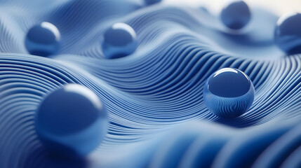 Abstract 3D Rendering background with blue bouncing balls.