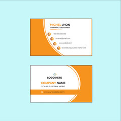 Double-sided creative business card template. Portrait and landscape orientation. Yalow and white corporate business card design.