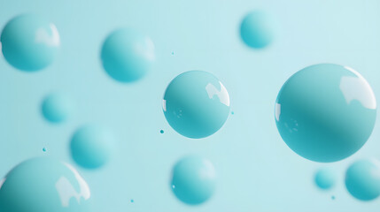 Abstract 3D Rendering background with blue bouncing balls.