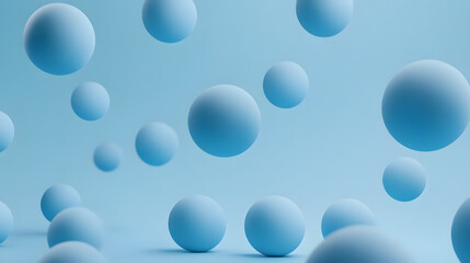 Abstract 3D Rendering background with blue bouncing balls.