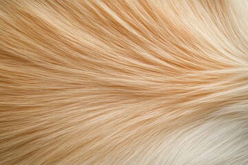 A detailed close-up of soft, golden fur from a golden retriever with a smooth texture and natural shine.