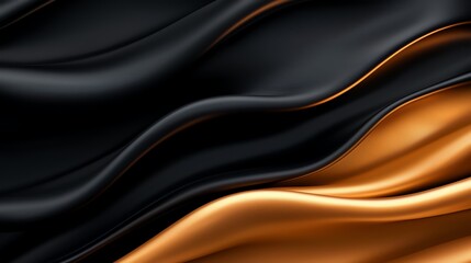 A stunning abstract background featuring flowing black and gold silk fabric