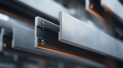 Metal door with latch and steel beams in modern industrial warehouse interior design