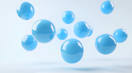 Abstract 3D Rendering background with blue bouncing balls.
