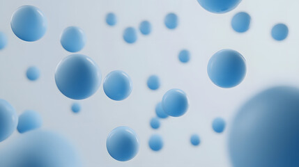 Abstract 3D Rendering background with blue bouncing balls.