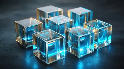 Obraz premium Futuristic 3D Transparent Cubes in a Structured Design Representing Innovation and Modern Business Concepts for Stock Photography