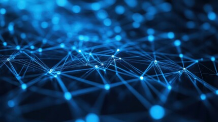 Obraz premium Futuristic Visualization of Internet Infrastructure with Blue Light Nodes and Connecting Lines in a Digital Network Context