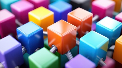 Obraz premium Colorful Modular Cubes Representing Networking and Business Concepts for Abstract Design Projects and Creative Visual Communication