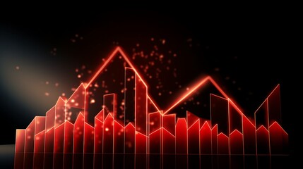 Rising trend chart with bold red upward arrow highlighting growth