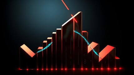 Rising trend chart with bold red upward arrow highlighting growth