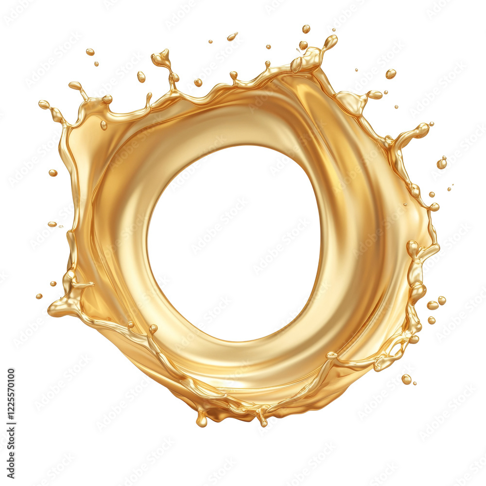 Aufkleber a digitally rendered image shows a golden liquid splash forming a circular shape against a black bac