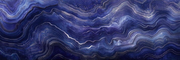 Obraz premium Abstract swirling marble texture in deep blue and purple shades