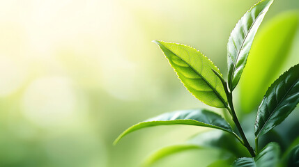 Close-up of vibrant green leaves against a soft, blurred background