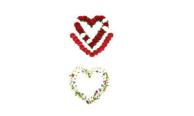 Colorful heart shape made from flowers