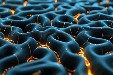 Obraz premium Exploring intricate patterns and glowing lines on a textured surface at night