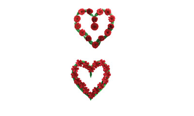 Colorful heart shape made from flowers