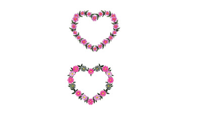 Colorful heart shape made from flowers