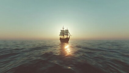 Obraz premium A large ship sails in the ocean