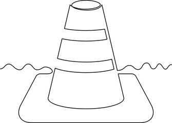 traffic cone line icon in continuous line style. line art, one continuous line, simple, hand drawn and sketch concept. for icons, symbols, signs or logos. PNG