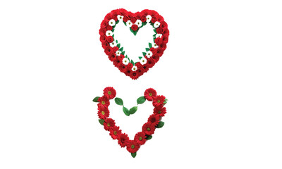 Colorful heart shape made from flowers