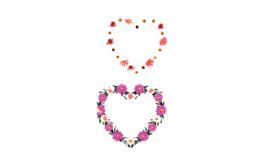 Colorful heart shape made from flowers