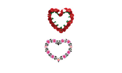 Colorful heart shape made from flowers