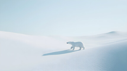 Majestic Polar Bear Traversing the Vast, Gleaming Arctic Wilderness
