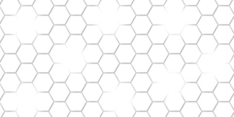 Fototapeta premium Abstract seamless honeycomb hexagon background. Geometric texture white gray pattern design.