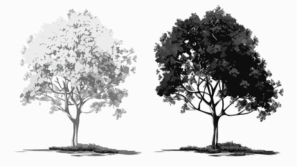 Isolated Black and White Tree Icon for Professional Design Projects