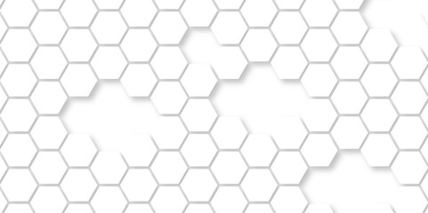 Abstract seamless honeycomb hexagon background. Geometric texture white gray pattern design.

