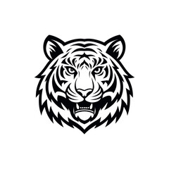 Obraz premium tiger silhouette logo tiger Face vector line art logo design