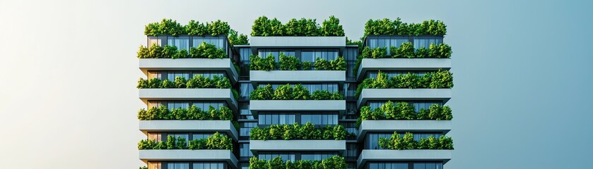Fototapeta premium Modern building design featuring lush greenery and innovative architecture.