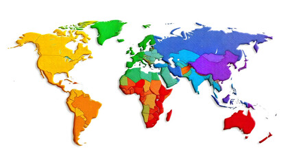 Obraz premium Colorful World Map Showing Continents and Countries