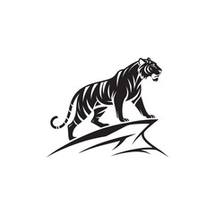 Fototapeta premium tiger silhouette logo tiger Face vector line art logo design