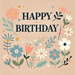 Fototapeta premium birthday card with flowers