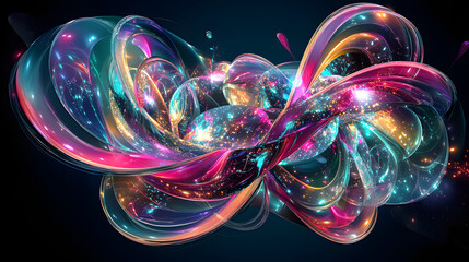 
Colorful swirl elements with neon led illumination. Abstract futuristic background.