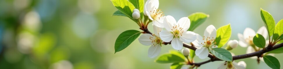 Obraz premium White macadamia blossoms on a tree in spring season, tree, bloom