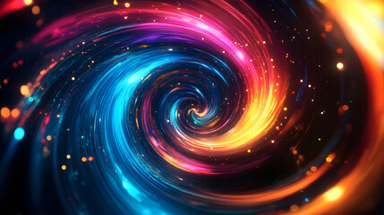 Obraz premium Colorful swirl elements with neon led illumination. Abstract futuristic background.
