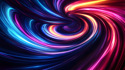 Fototapeta premium Colorful swirl elements with neon led illumination. Abstract futuristic background.