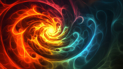 Obraz premium Colorful swirl elements with neon led illumination. Abstract futuristic background.