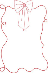 Vector decorative graphic frame with trendy bow in red color