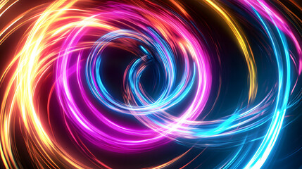 
Colorful swirl elements with neon led illumination. Abstract futuristic background.