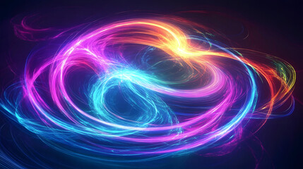 
Colorful swirl elements with neon led illumination. Abstract futuristic background.