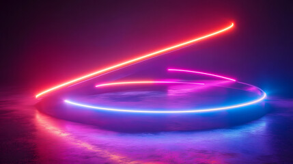 
Colorful swirl elements with neon led illumination. Abstract futuristic background.