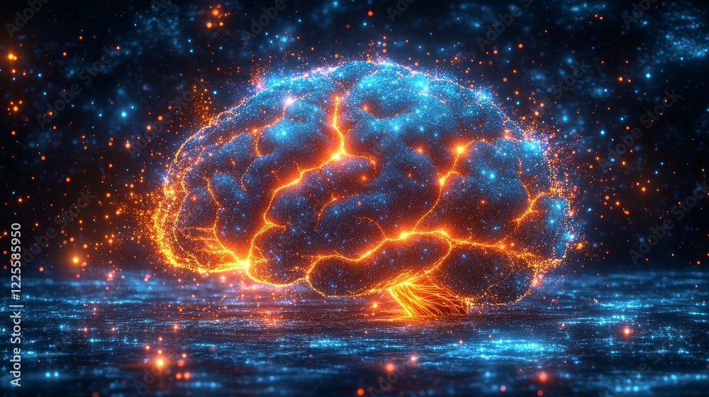 Aufkleber vibrant neural connections spark creativity in a captivating digital representation of the brain ill