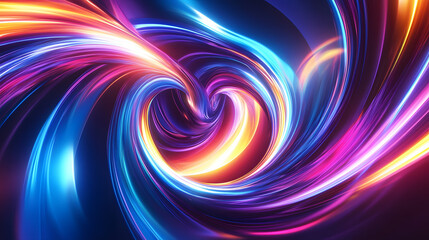 
Colorful swirl elements with neon led illumination. Abstract futuristic background.